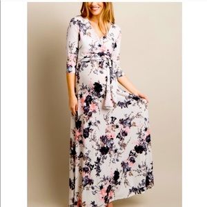 Pinkblush Maternity max wrap dress pink and grey